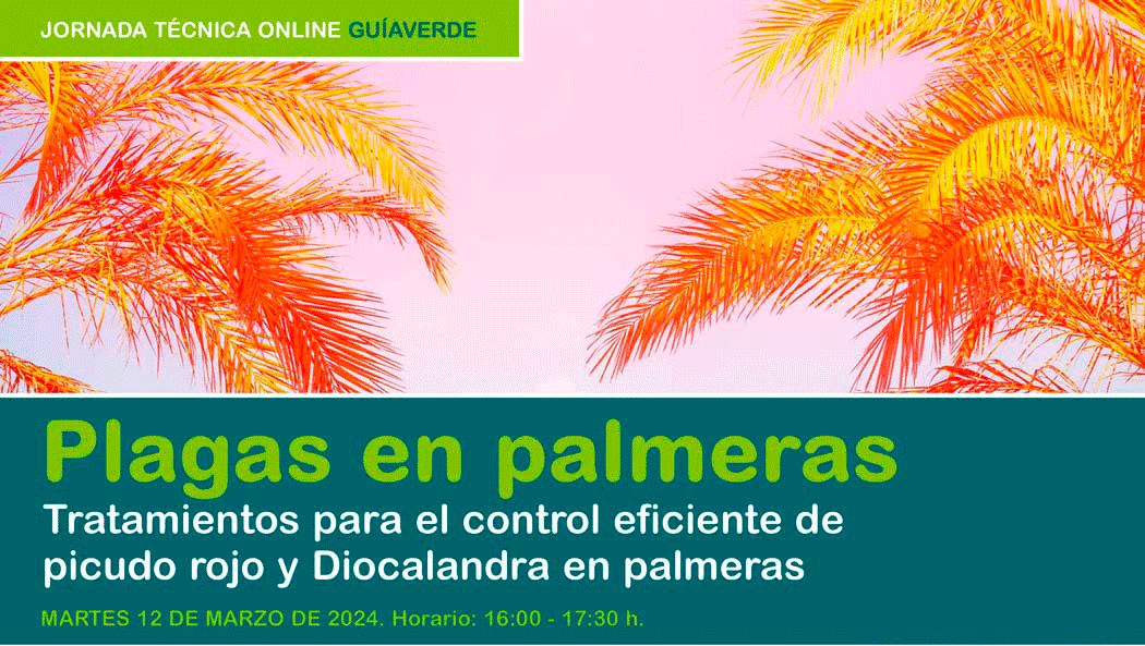 GuíaVerde organiza una jornada técnica online sobre las plagas en palmeras, Martes, 12 de marzo a las 16:00 h
